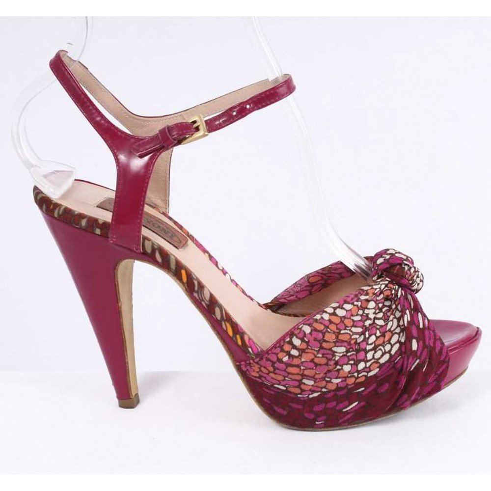 Missoni Magenta Leather & Pattern Silk High Heels